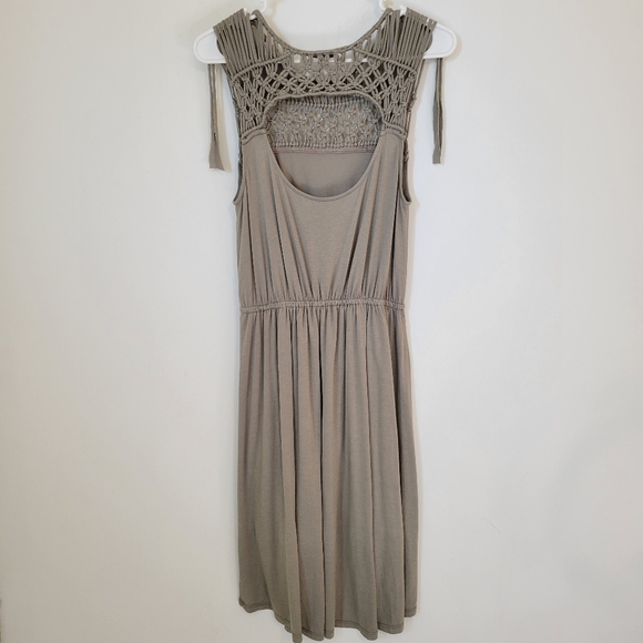 Miss Me Olive Taupe Macrame Boho Dress Small - Picture 10 of 12